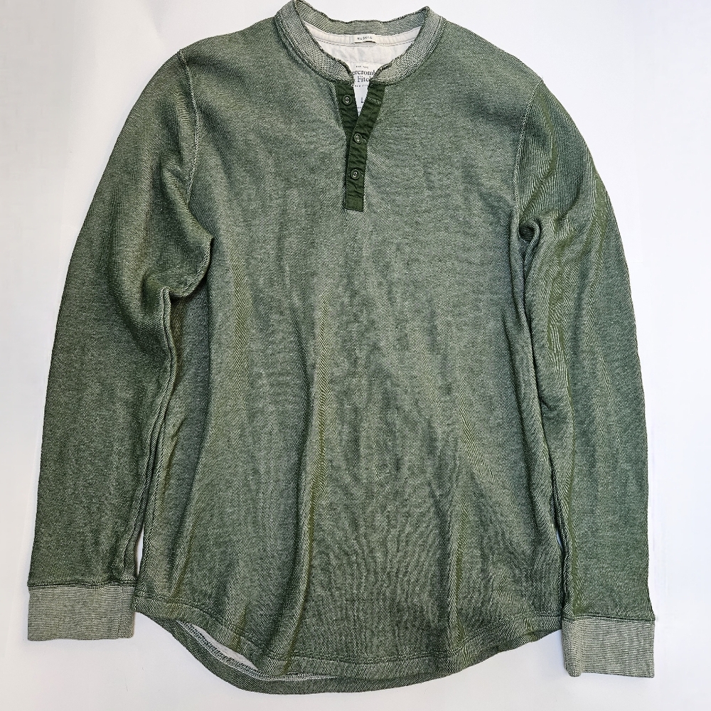 Abercrombie & Fitch Henley Shirt Mens Size L Long Sleeved MuscleCrew